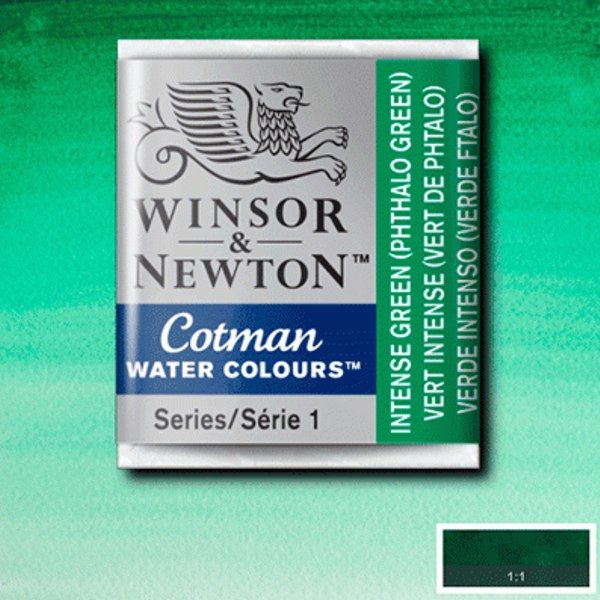 Winsor акварель Cotman Half Pan, № 329 Intense Green (Яскраво-зелений)  - фото 1