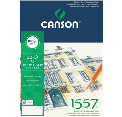 Блок-склейка для набросков и графики «1557» (30 л.), 180 g, A3, Canson