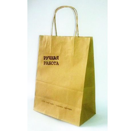 Бумажный крафт-пакет «Ручная работа», коричневый, 29х12х20 см