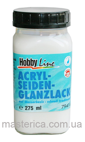 Лак шовковисто-глянсовий на водній основі Hobbyline, 275 ml 