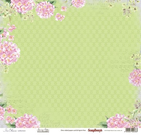 Бумага для скрапбукинга Цветущий сад «Мелодия весны», 30,5х30,5 см.