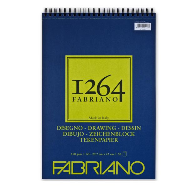Альбом для рисунка и эскизов Fabriano 1264, на спирали, A3, 50 л., 180 г/м2