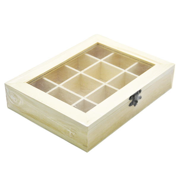 Скринька-органайзер зі склом, для прикрас, із замком та петлями, 15х20х4 см 
