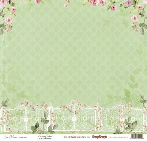 Папір для скрапбукінгу Квітучий сад «Рожевий берізок», 30,5х30,5 см. 