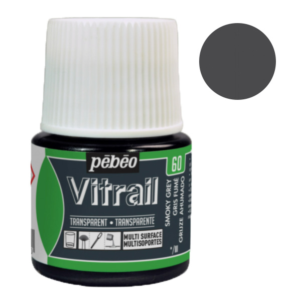 Вітражна фарба Vitrail Pebeo СІРА ДИМЧАТА №60, 45 ml 