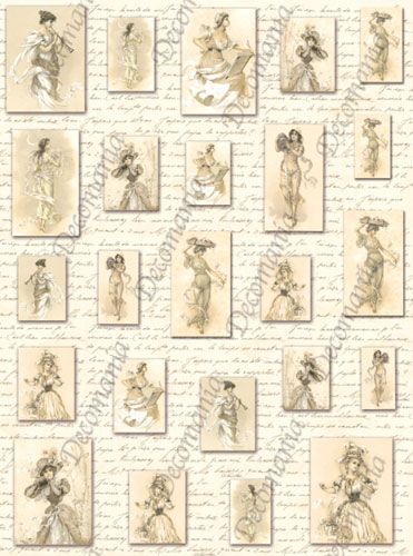 Рисовий папір Decomania, «Міні листівки Дами», 25х35 см 