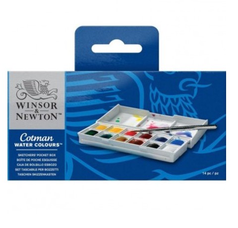 W&N Набор акварельных красок, Cotman Sketchers’ Pocket Box, 12 шт + кисточка