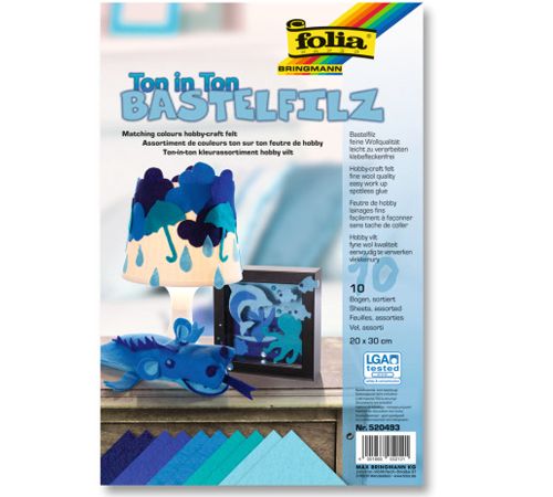 Набір фетру Folia сині відтінки, 10 аркушів 20*30 см 