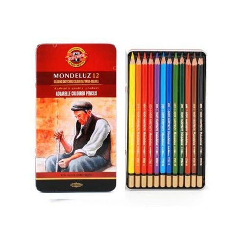 Набір акварельних олівців Mondeluz, метал. коробки. 12 шт. 