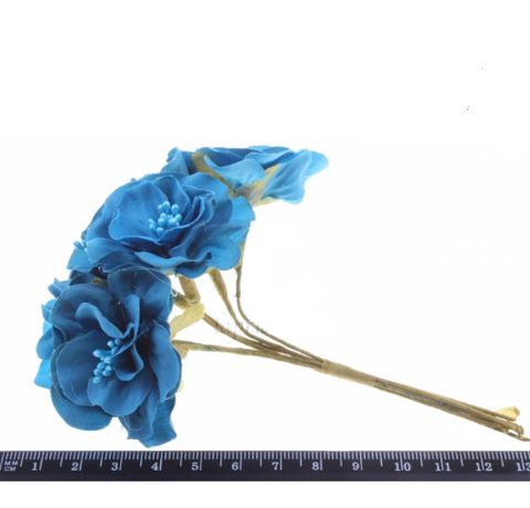 Декоративные цветы на стебле, Синие, 6 шт/уп.