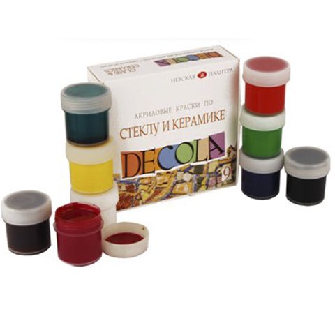 Набор красок для стекла и керамики Decola, 9х20 ml