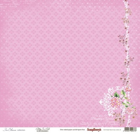 Папір для скрапбукінгу Квітучий садок «Вишневий колір», 30,5х30,5 см. 