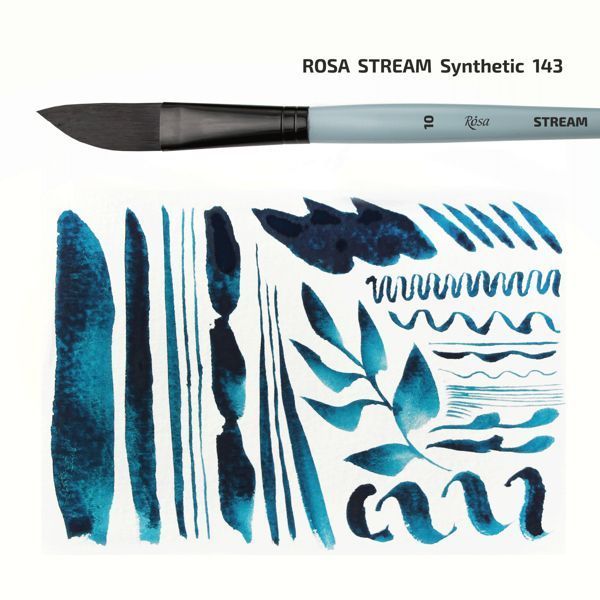Пензли ROSA STREAM 143, синтетика шаблеподібна плоска, коротка ручка (розмір на вибір)  - фото 2
