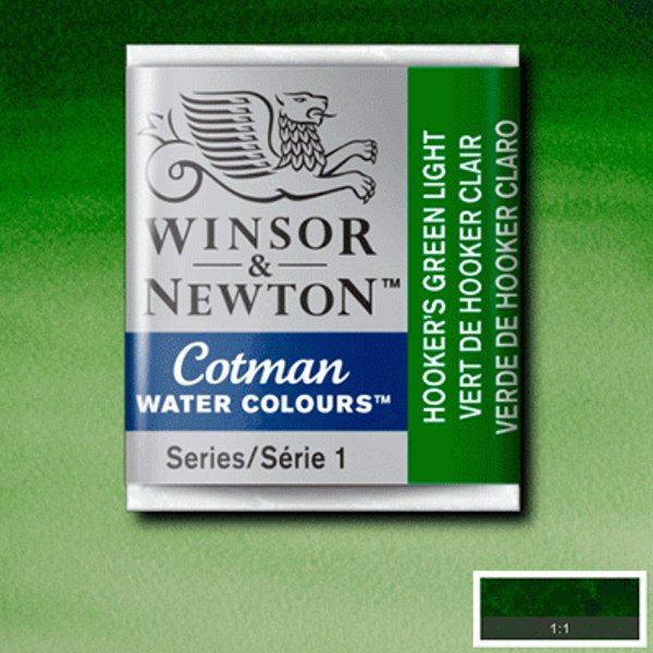 Winsor акварель Cotman Half Pan, № 314 Hooker's Green Light (Хукер світло-зелений)  - фото 1