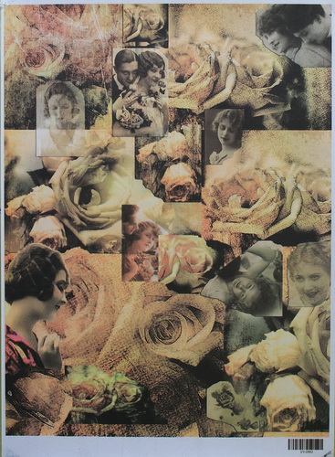Бумага для декупажа "Коллаж: любовь и розы" 30х40 см