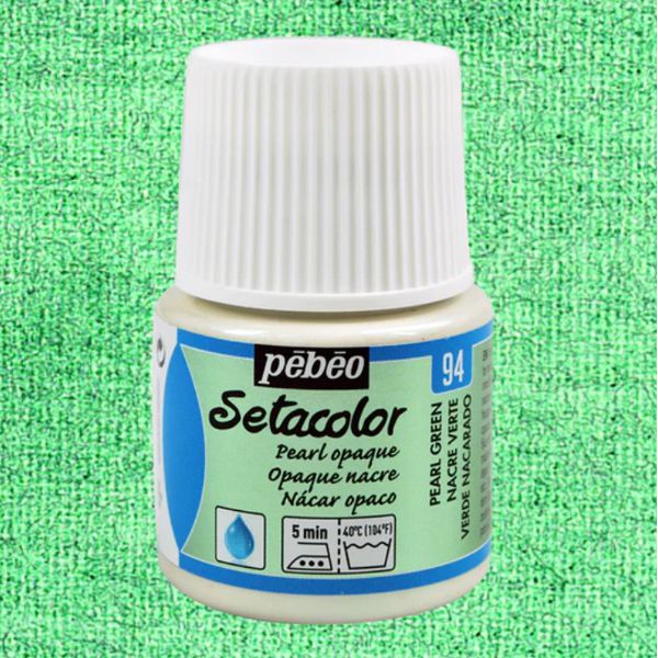 Краска акриловая для ткани Pebeo "Setacolor Pearl" 094 ПЕРЛАМУТРОВАЯ ЗЕЛЕНАЯ, 45 мл