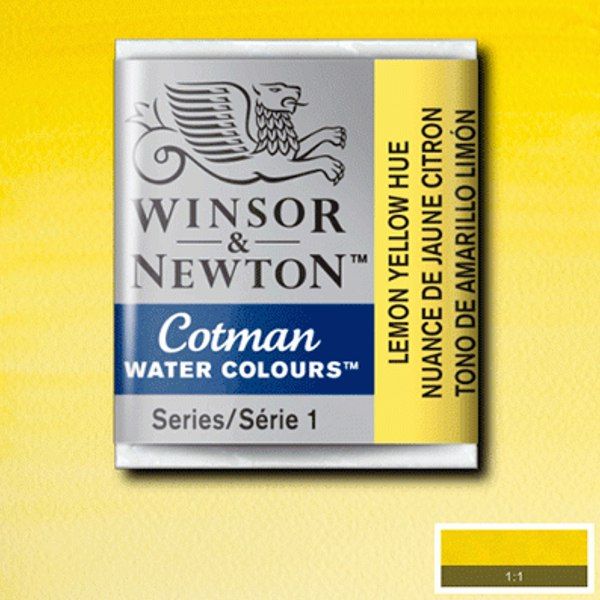 Winsor акварель Cotman Half Pan, № 346 Lemon Yellow Hue (Лимонный желтый) - фото 1