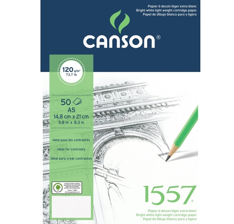 Блок паперу для малюнків та графіки 1557 (50 арк.), 120 g, A5, Canson 