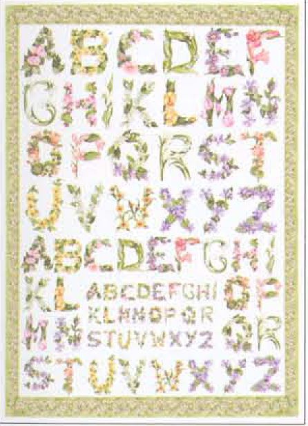 Декупажная бумага 50х70 см, Цветочный алфавит