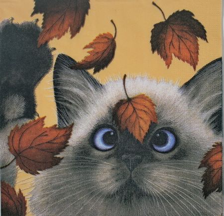 Серветка Кіт у листі 