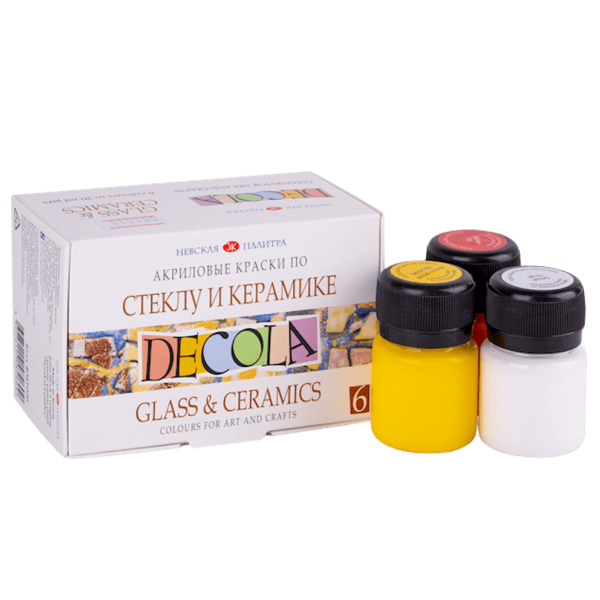 Набор красок для стекла и керамики Decola, 6х20 ml