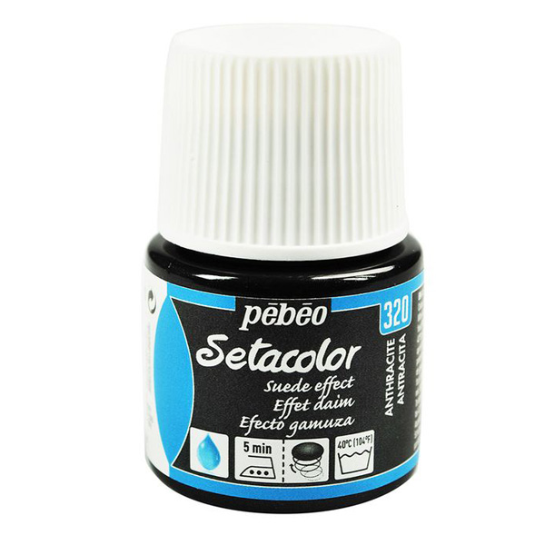 Краска для ткани Pebeo Setacolor Opaque с эффектом замши, 320 АНТРАЦИТ, 45 ml