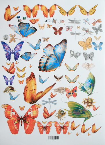 Декупажная карта «Бабочки (микс)», 30х42 см