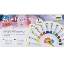 Набор акриловых красок IDENA 11 цветов по 12ml+1 туба 21ml