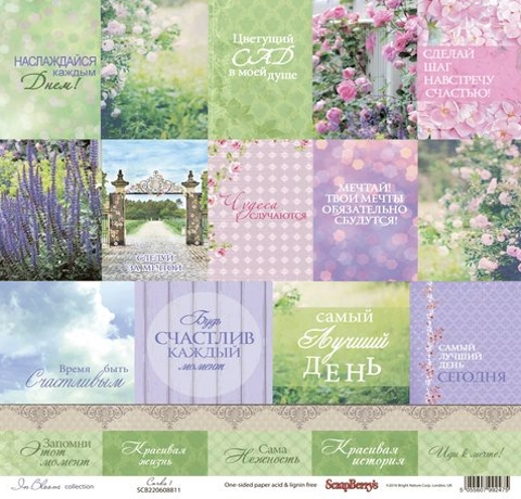 Бумага для скрапбукинга Цветущий сад «Карточки 1», 30,5х30,5 см.