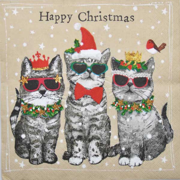Серветка Різдвяні кошенята 