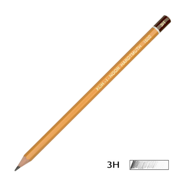 Олівець графітний 1500 Koh-i-noor, Твердість 3Н 