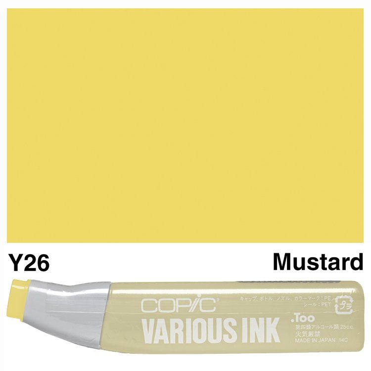 Чернила для маркеров Copic Various Ink, #Y-26 Buttercup yellow (Бледно желтый)