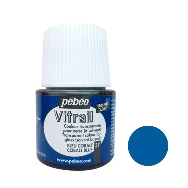 Вітражна фарба Vitrail Pebeo Кобальт синій №37, 45 ml 