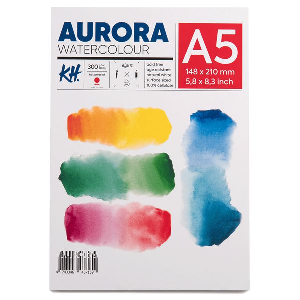 Альбом для акварели Aurora Watercolour A5, HP мелкое зерно, 12 л., 300 г/м2