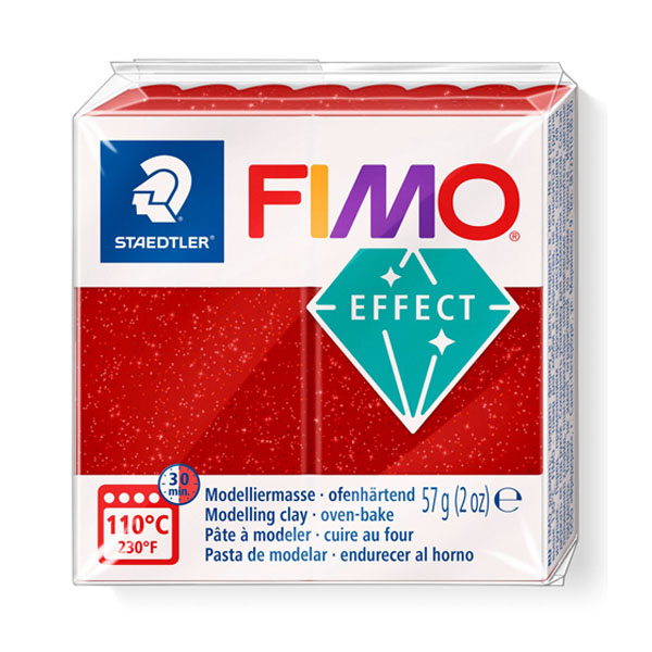Пластика "FIMO Effect Glitter", 56гр. Колір червоний 