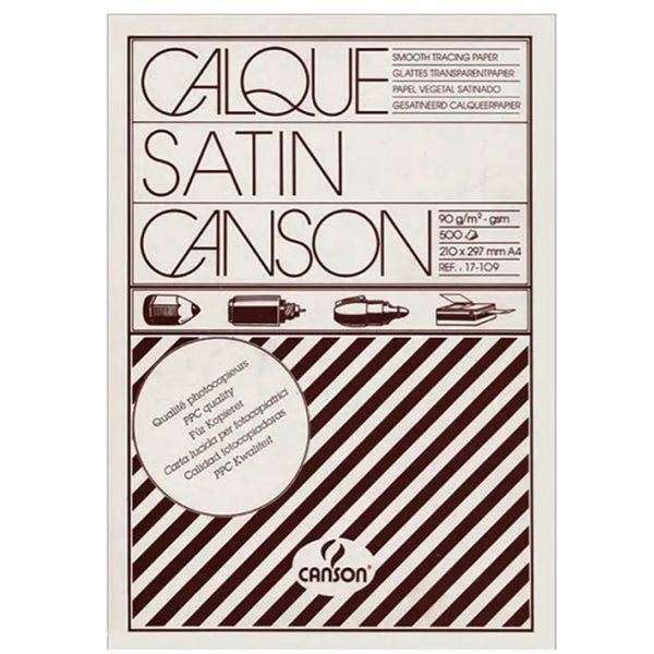 Калька сатиновая Canson Tracing Paper 90 гр, 21x29,7 см, A4, (500 листов) - фото 1
