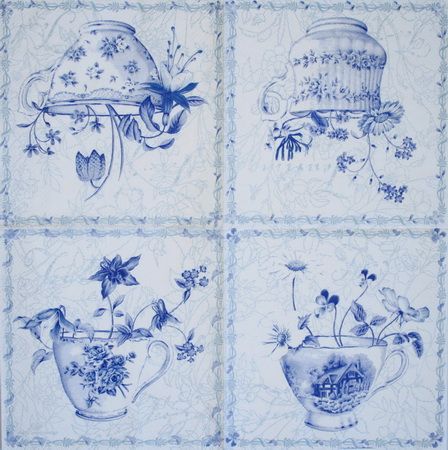 Салфетка Синяя чашка и цветы