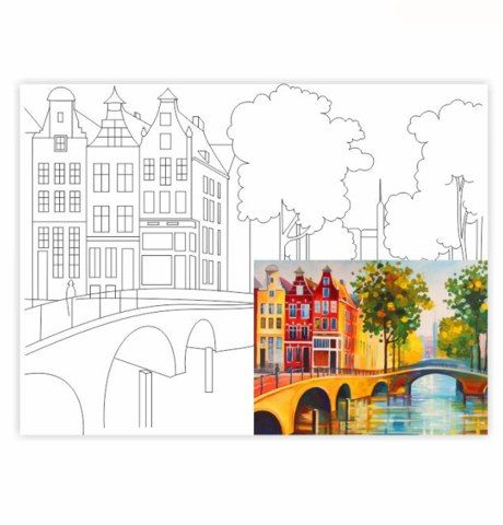 Полотно на картоні з контуром «Міста. Амстердам», 30х40см, бавовна, акрил, ROSA START  - фото 1