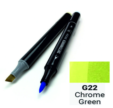 Маркер SKETCHMARKER BRUSH, колір ЗЕЛЕНИЙ ХРОМ (Chrome Green) 2 пера: долото та м'яке, SMB-G022 