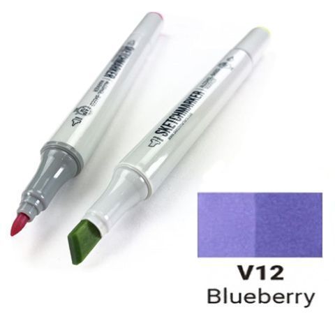Маркер SKETCHMARKER, цвет ГОЛУБИКА (Blueberry) 2 пера: тонкое и долото, SM-V012