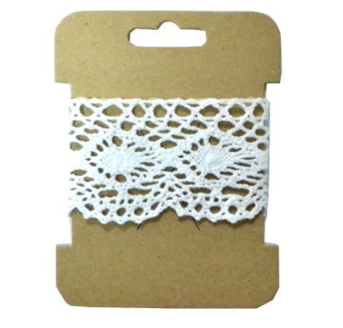 Кружевная лента широкая, Белая, ширина - 5 см,1 метр