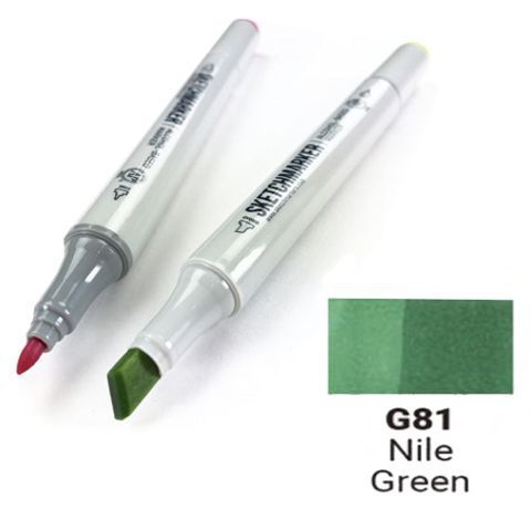 Маркер SKETCHMARKER, цвет ЗЕЛЁНЫЙ НИЛ (Nile Green) 2 пера: тонкое и долото, SM-G081