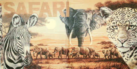 Серветка Слон,зебра,леопард 