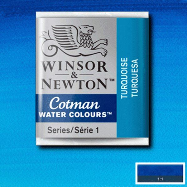 Акварель Winsor Cotman Half Pan, № 654 Turquoise (Бірюза)  - фото 1