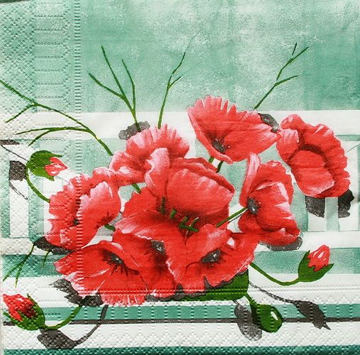 Салфетка Маки на сером