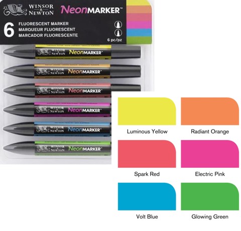 ProMarker W&N набор перманентных маркеров, НЕОН, 6 шт.