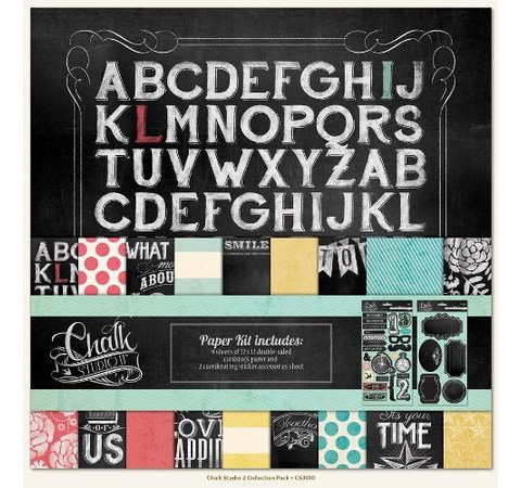 Набор бумаги 30х30 см Chalk Studio 2, 9л.+2л. с наклейками