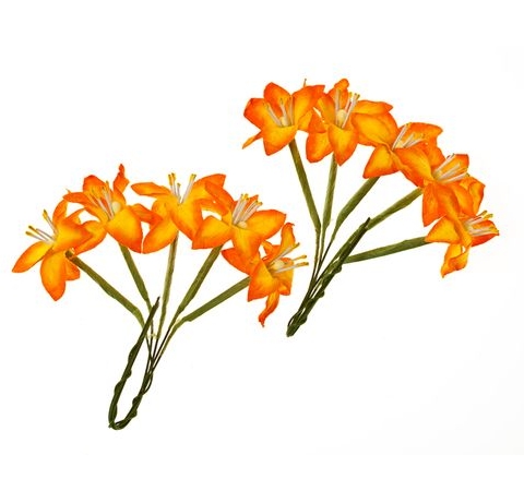 Цветы из шелковичной бумаги Лилии Жёлто-оранжевые, 10 шт/уп.