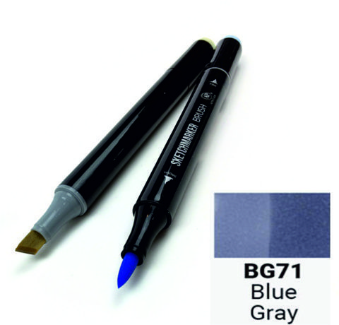 Маркер SKETCHMARKER BRUSH, цвет СИНЕ СЕРЫЙ (Blue Gray) 2 пера: долото и мягкое, SMB-BG071