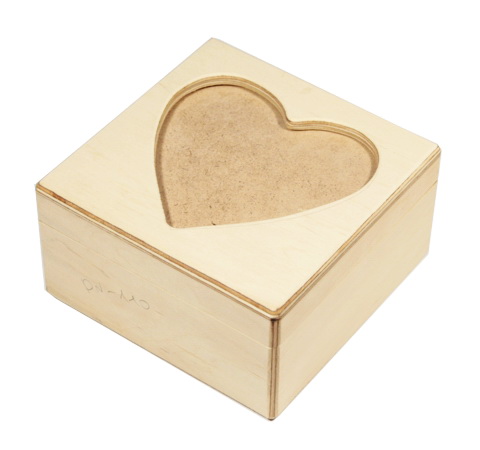Дерев'яна скринька зі вставкою МДФ «Серце», 15х15 см 